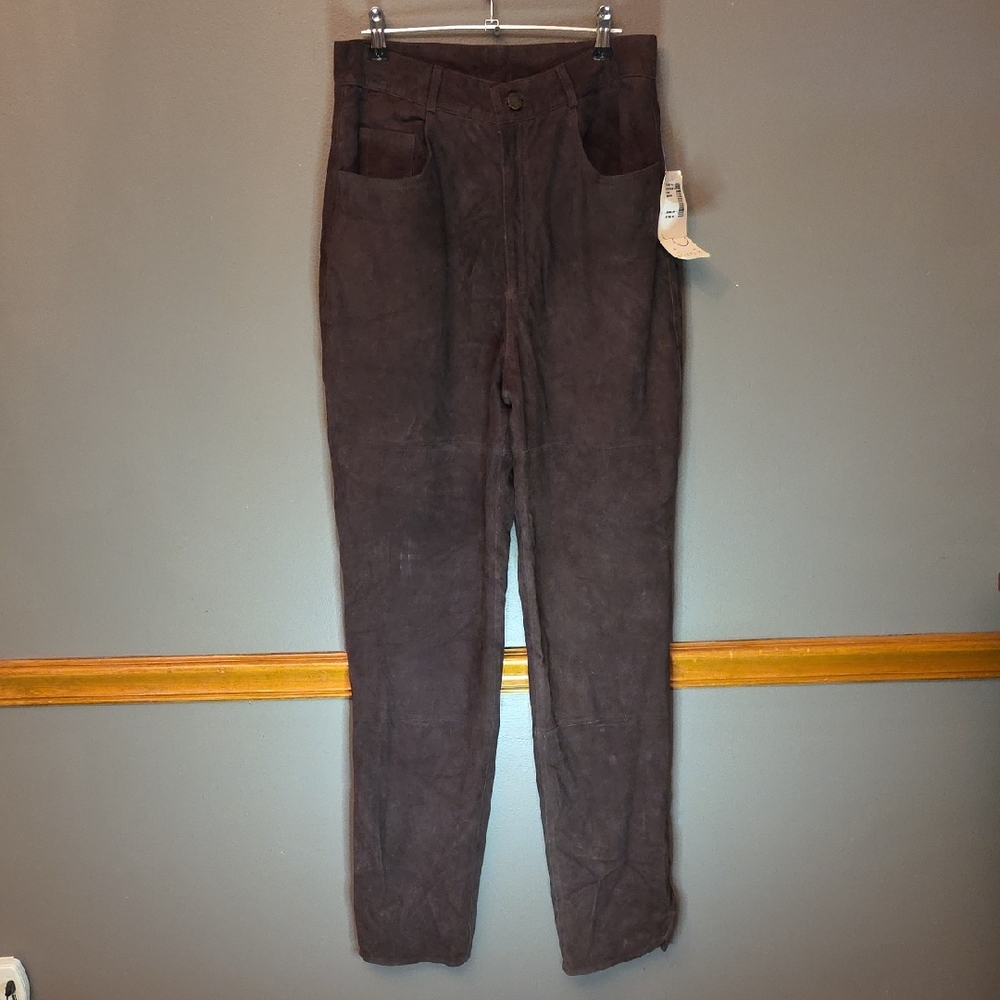 Vakko Dark Brown 100% Leather Pants